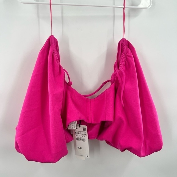 Zara pink fushia blouse puff sleeve size XS - Picture 6 of 8